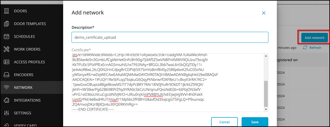 Adding Network Details