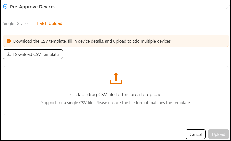 Pre-Approve IoT Devices - Batch Upload