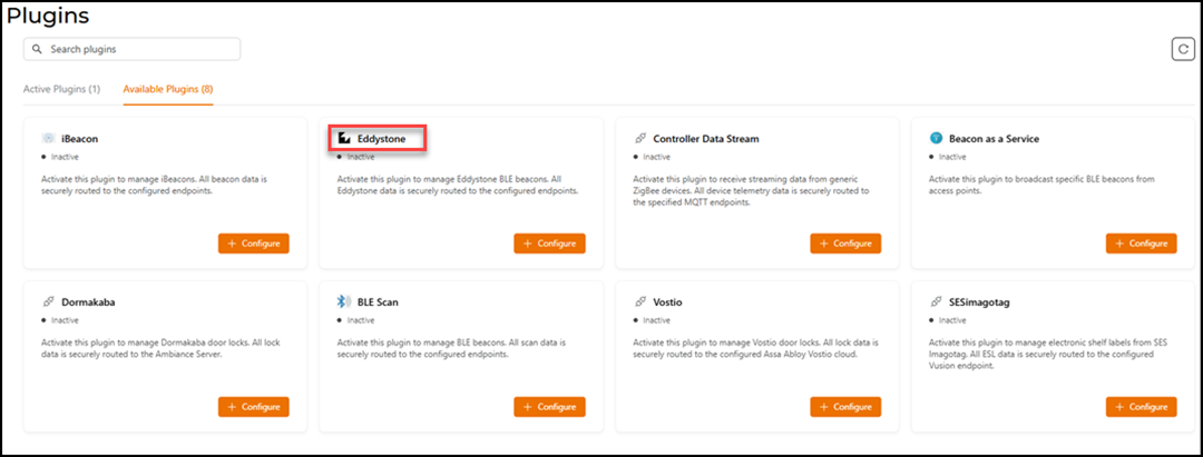 Selecting the Eddystone Plugin