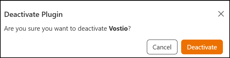 Deactivating the Vostio Plugin