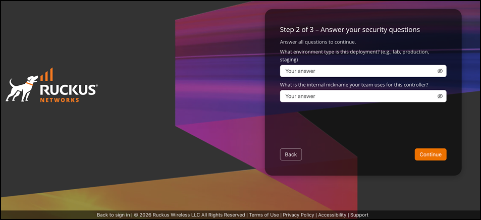 Answer your security questions - Step 2 of 3