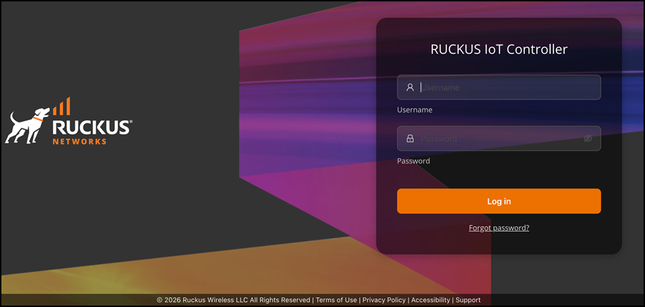 RUCKUS IoT Controller Login Screen