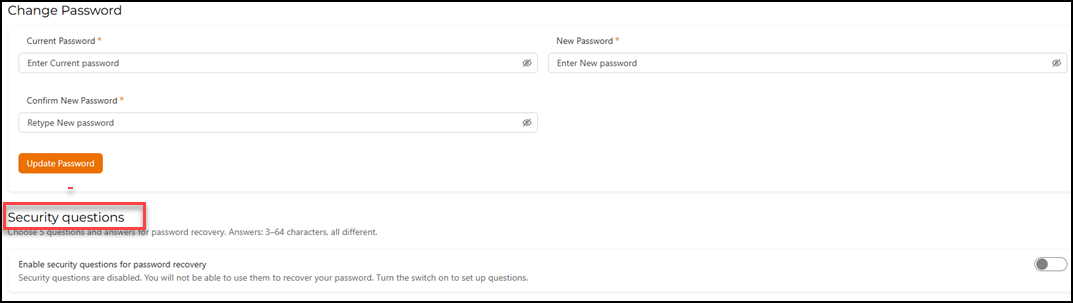 Change Password Page