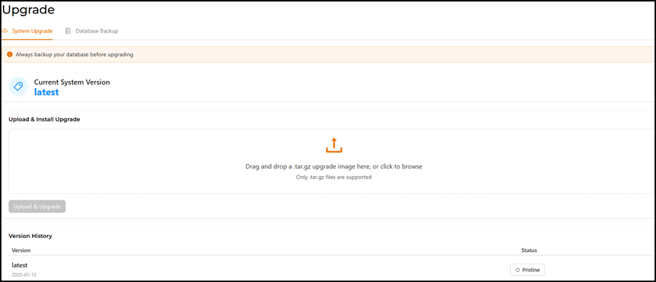 Uploading and Upgrading Software Versions