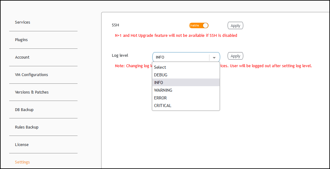 Settings Page Settings Page