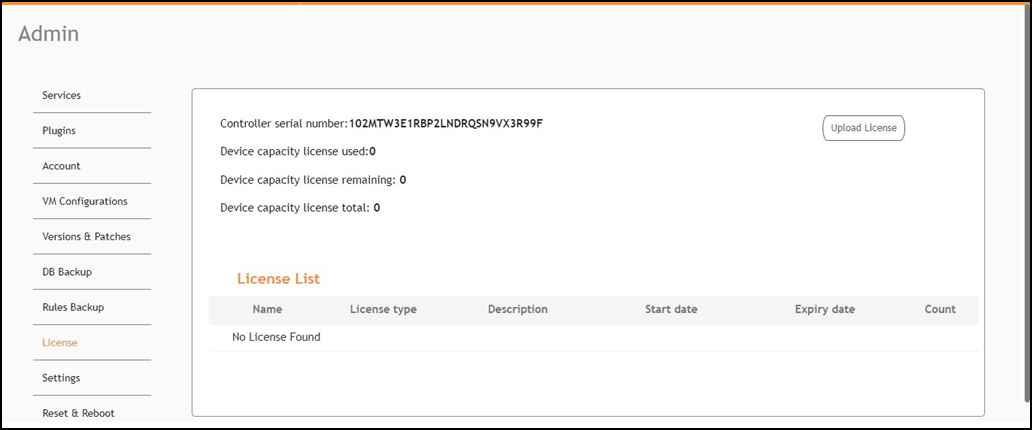 Uploading license