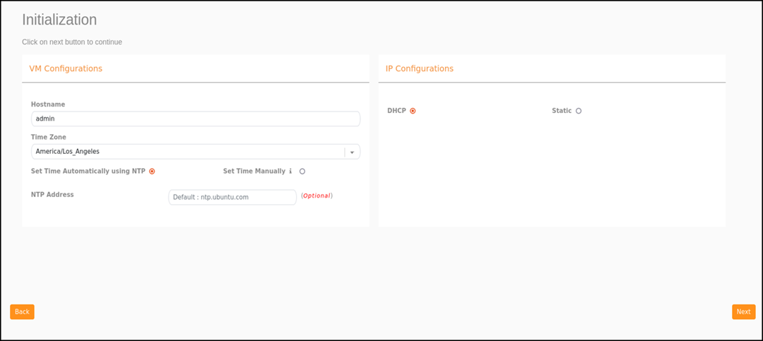 Initial VM and IP Configurations