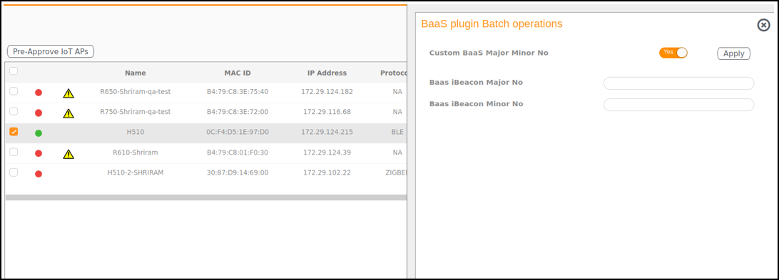 Updating Baas Major and Minor Number