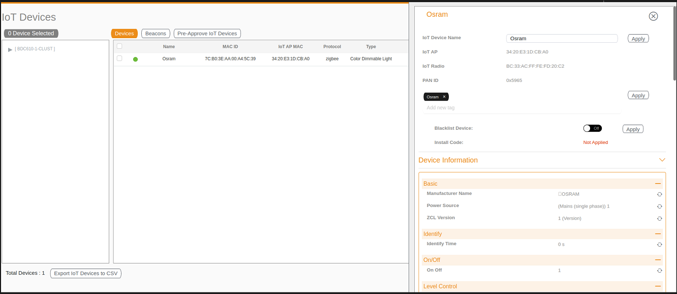 Managing OSRAM Light Bulb