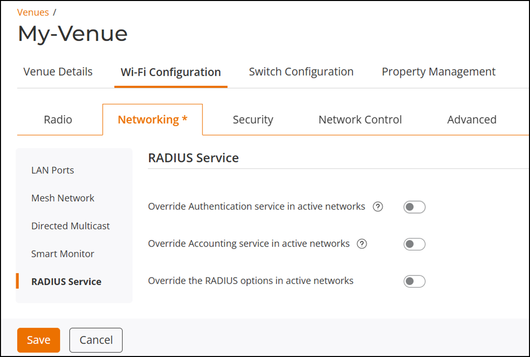 Selecting RADIUS Service