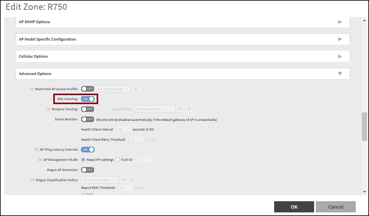 Configuring BSS Coloring in Zone Configuration