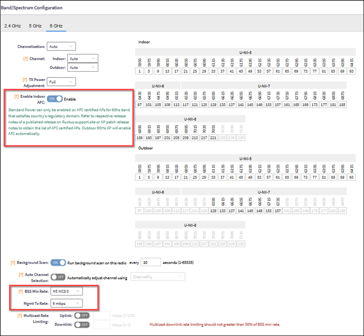 Configuring Band/Spectrum Options for 6 GHz