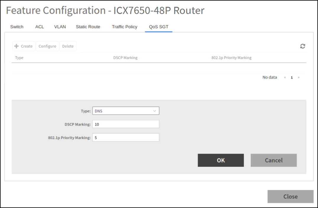 Configuring the QoS SGT Parameters