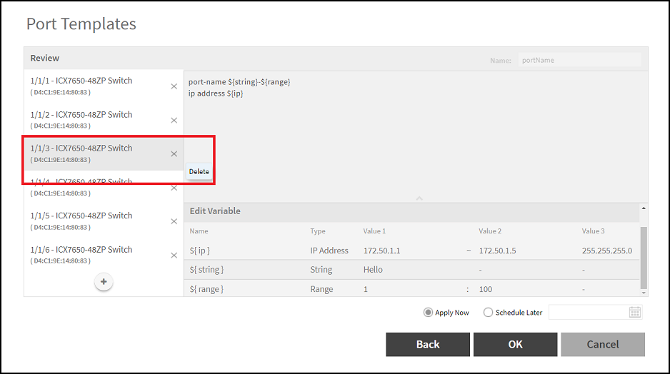 Deleting Port from the List
