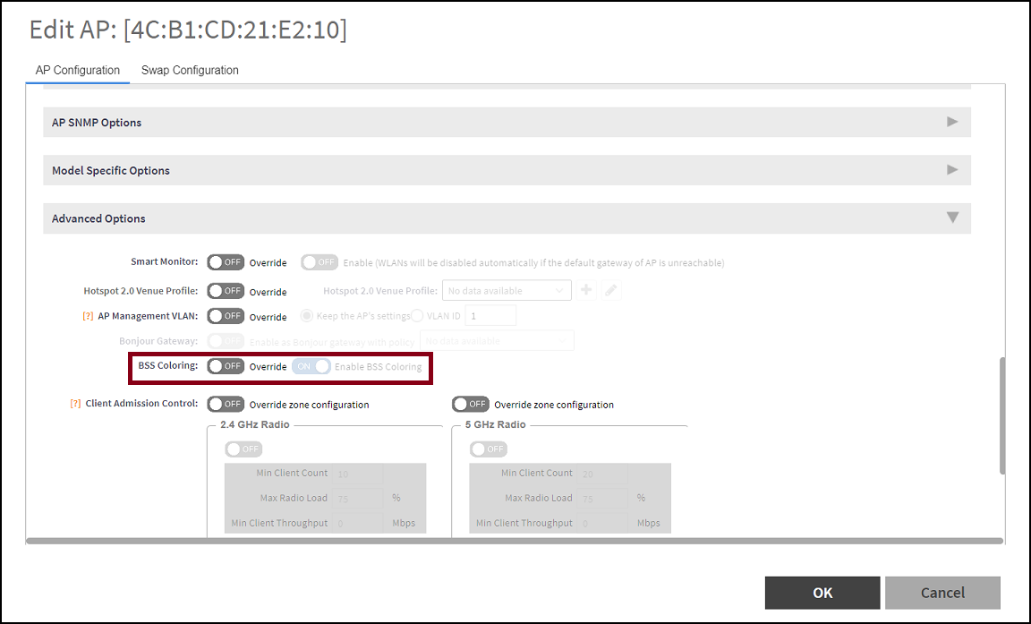 Configuring BSS Coloring for an Individual Access point Configuration