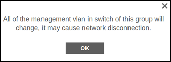 Management VLAN Confirmation Dialogue Box