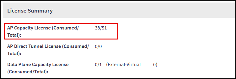 Checking the Available AP Capacity Licenses Using the System Info Menu Option