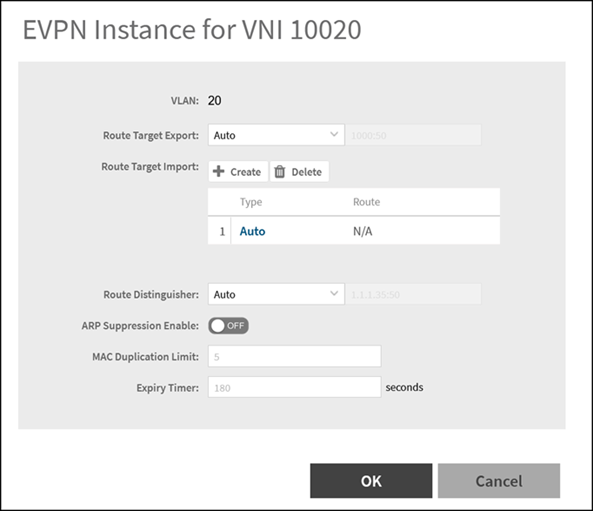 Editing an EVPN Instance for VNI