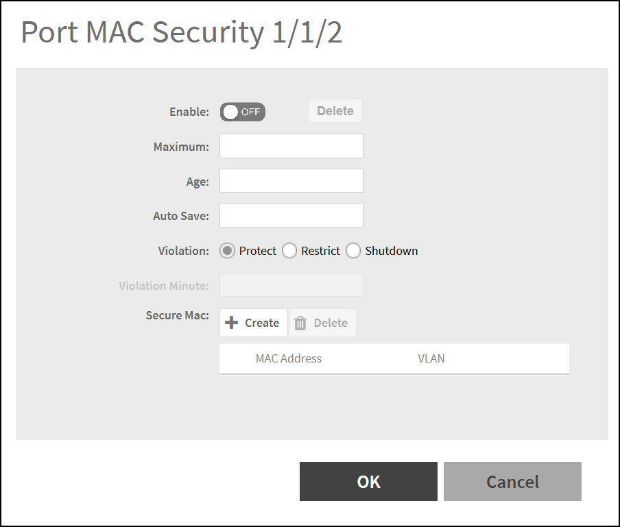 Enabling Port MAC Security
