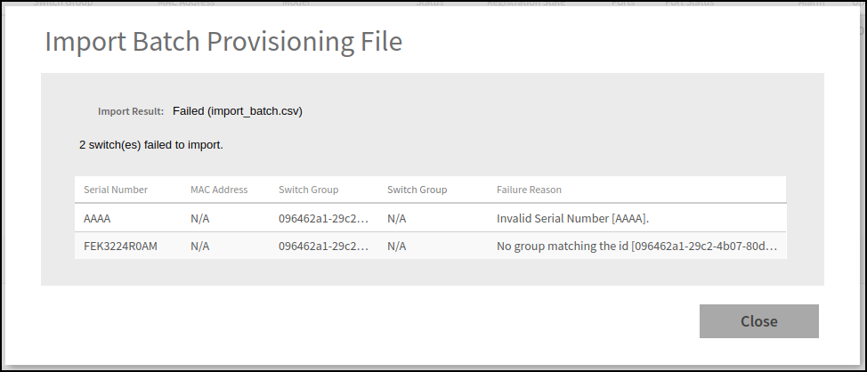 Import Result as Fail