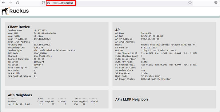 Viewing My-ruckus Web Diagnostic Information for Wireless Client