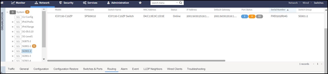 Switch Routing Tab
