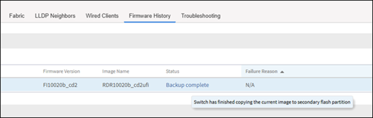 Backup Image Complete with tooltip