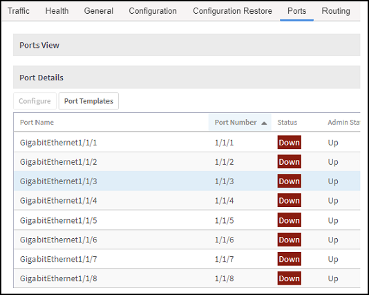 Clicking Ports Tab