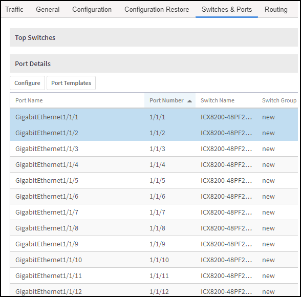 Selecting Target Port by Clicking Switches and Ports Tab