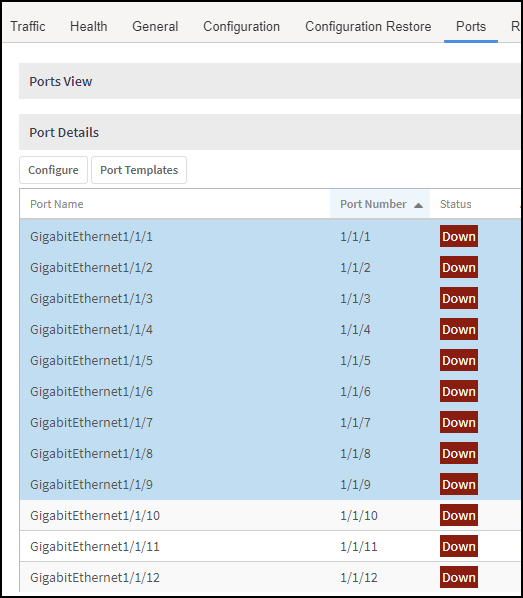 Clicking Ports Tab to Select target Ports
