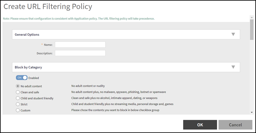 Creating URL Filtering Policy