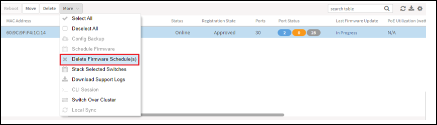 Deleting Firmware Upgrade Schedule(s)