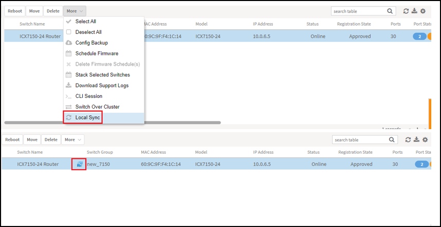 Selecting LocalSync