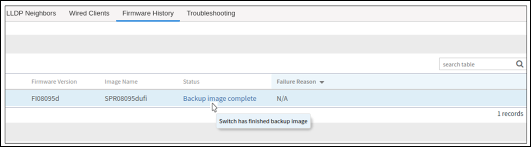 Backup Image Complete with tooltip
